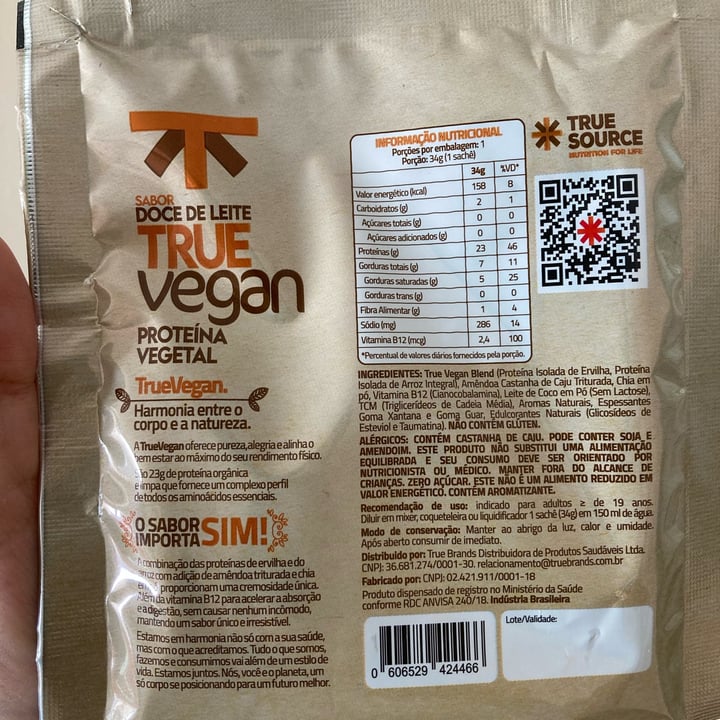 photo of True Vegan Proteína Doce De Leite shared by @nandop on  03 May 2024 - review