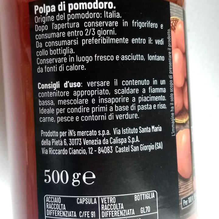 photo of Selezione Più In's Polpa di pomodoro finissima shared by @valeveg75 on  15 Apr 2024 - review