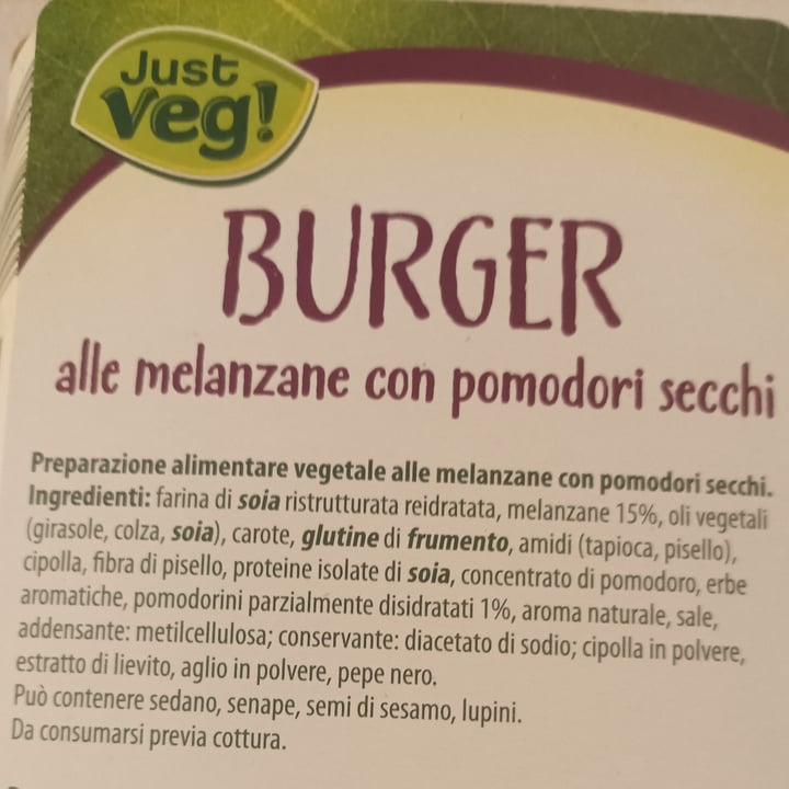 photo of Just Veg! (ALDI Italy) Burger alle melanzane con pomodori secchi shared by @valeluce85 on  27 Oct 2023 - review