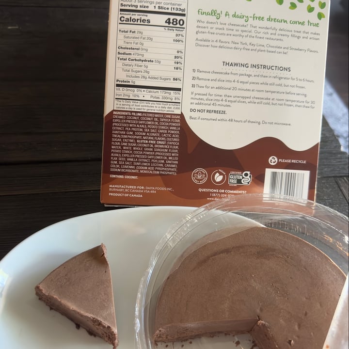 photo of Daiya Chocolate Cheezecake shared by @berryveganplanet on  19 Aug 2023 - review