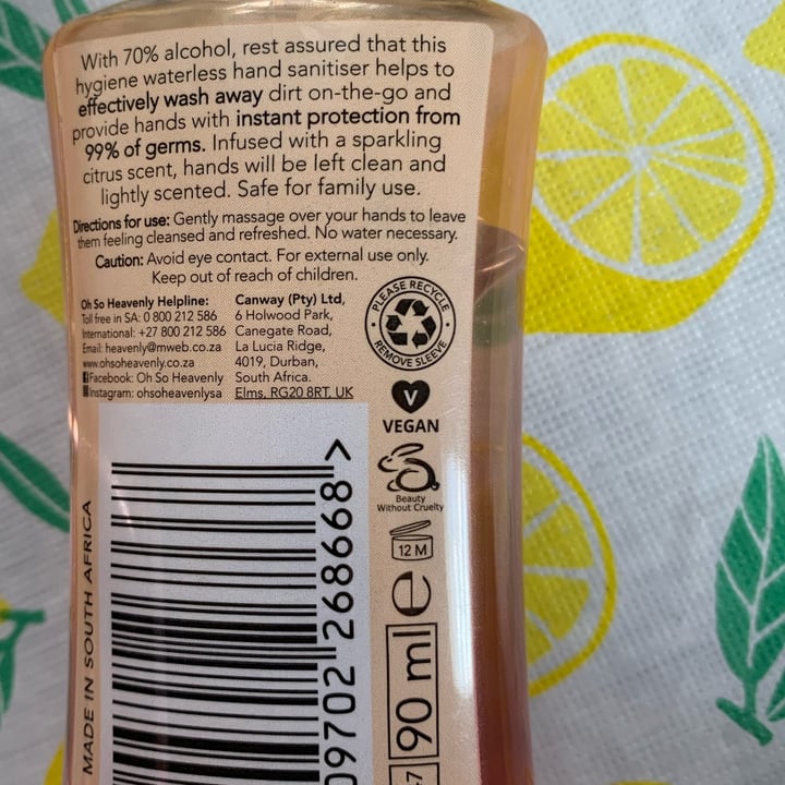 photo of Oh So Heavenly tropical treat hygiene waterless hand sanitiser shared by @hoodedgirl on  31 Dec 2023 - review