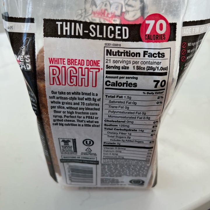 photo of Dave's Killer Bread Thin sliced white bread shared by @allycat38 on  03 Nov 2023 - review