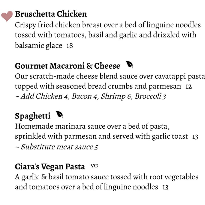 photo of Kathy's 126 ....Restaurant & Lounge Ciara’s Vegan Pasta shared by @calysa14 on  22 Dec 2024 - review