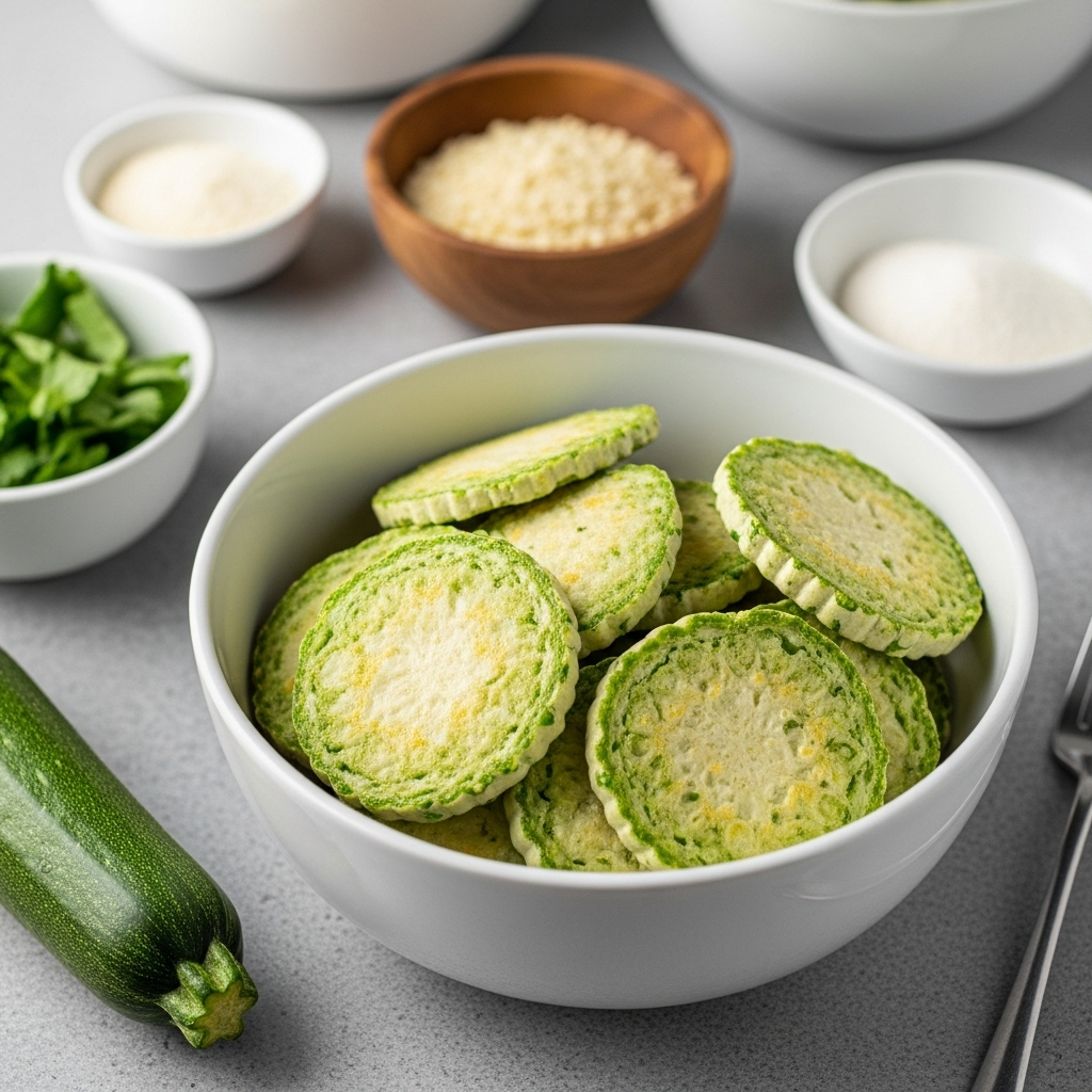 Ingredients for Vegan Zucchini Fritters in a bowl