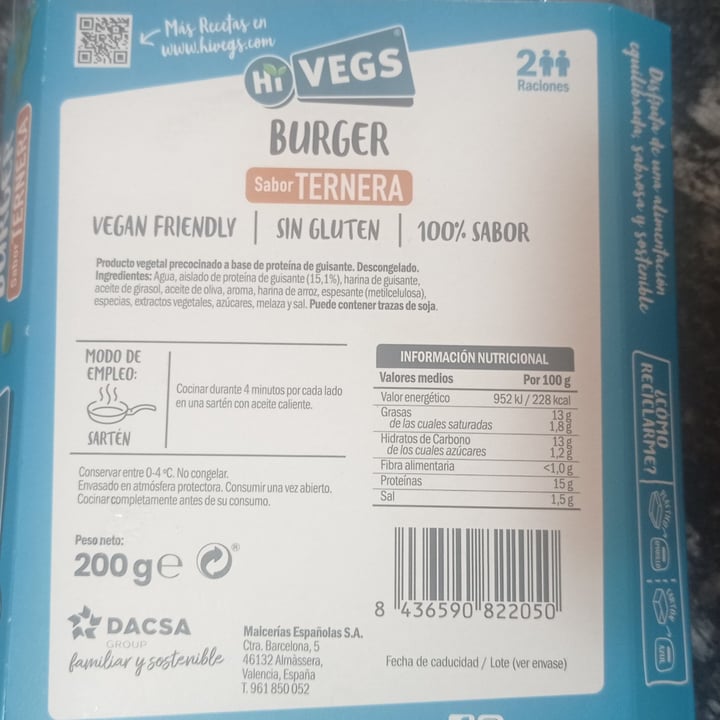 photo of Hi vegs Burger Sabor Ternera shared by @alejandro-alvaro on  03 Mar 2024 - review