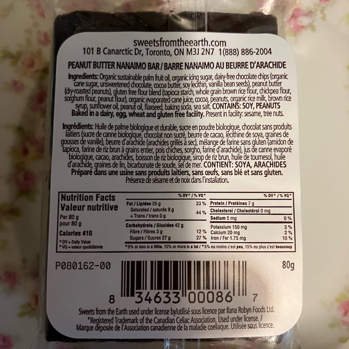 photo of Sweets from the Earth Peanut Butter Nanaimo Bar shared by @sunflowermichelle on  27 May 2024 - review