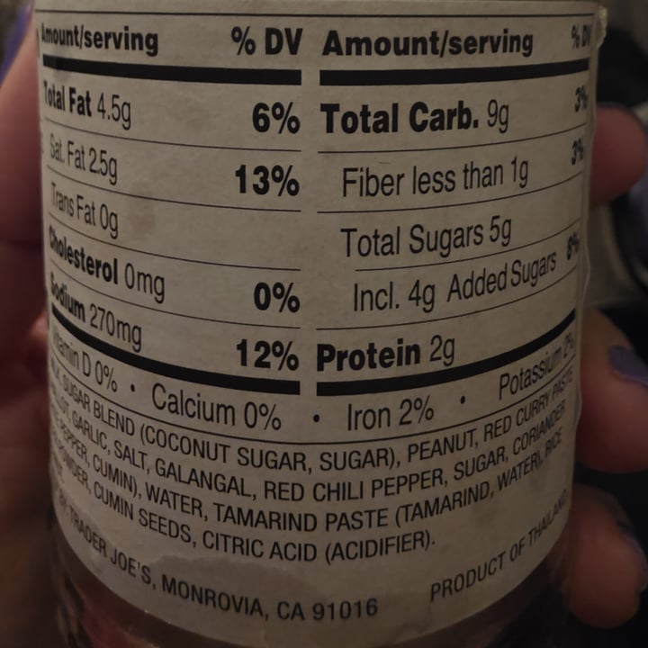 photo of Trader Joe's Thai Peanut Satay Sauce shared by @eriluc on  03 Sep 2025 - review