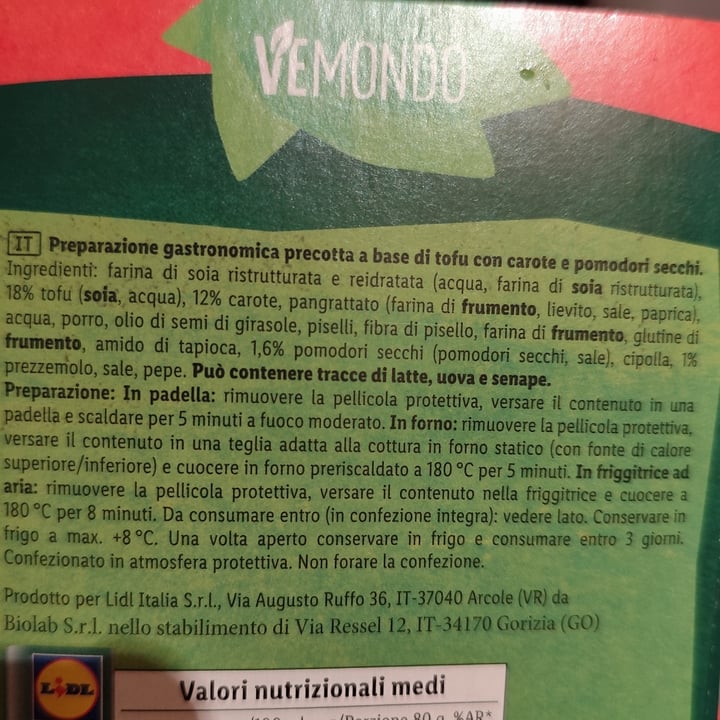 photo of Vemondo burger tofu e pomodorini secchi shared by @carliperli on  03 Sep 2025 - review