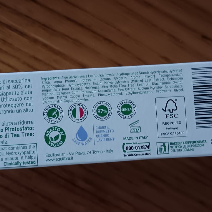 photo of Equilibra dentifricio denti sensibili shared by @nospecismo on  10 Mar 2025 - review