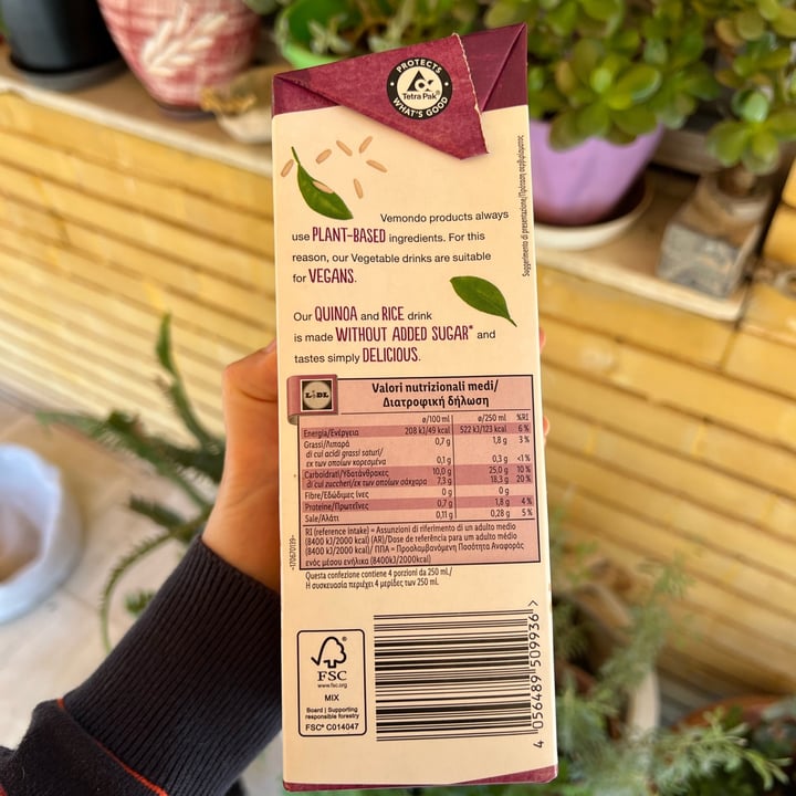 photo of Vemondo quinoa and rice drink shared by @annamiou on  26 Sep 2025 - review