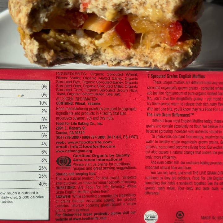 photo of Food For Life 7-Sprouted Grains English Muffins shared by @berryveganplanet on  30 Sep 2023 - review