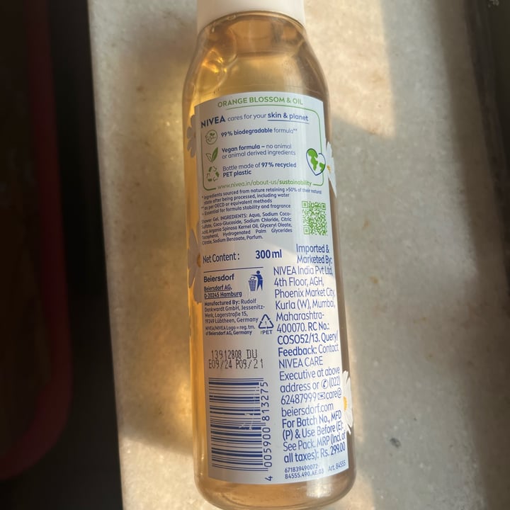 photo of Nivea Shower Gel Orange Blossom And Oil shared by @plantpowerpal on  01 Jan 2025 - review