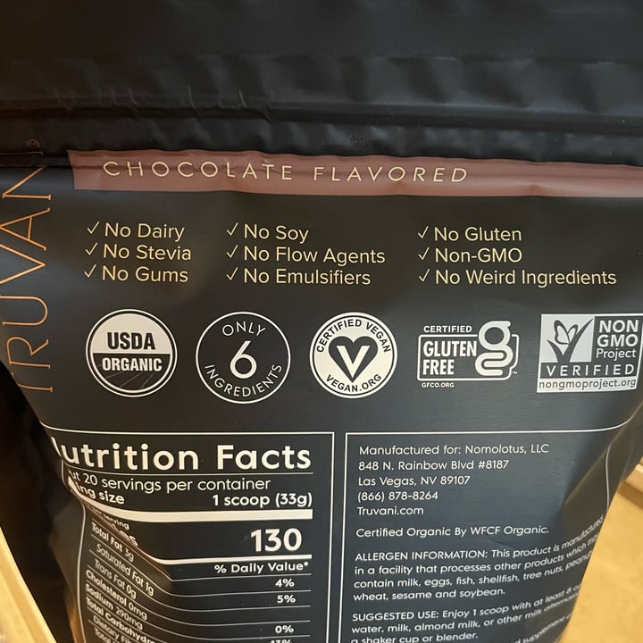 photo of Truvani Plant Based Protein-Chocolate shared by @veggietable on  06 Feb 2024 - review