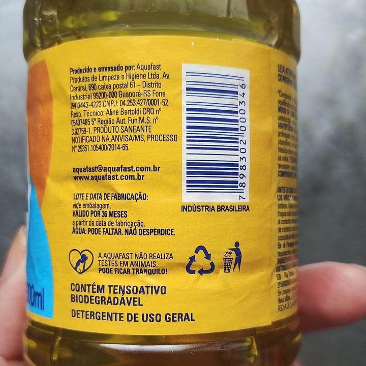 photo of Aqua fast Detergente De Louças Neutro Aqua Fast shared by @letismgovegan on  10 Nov 2023 - review