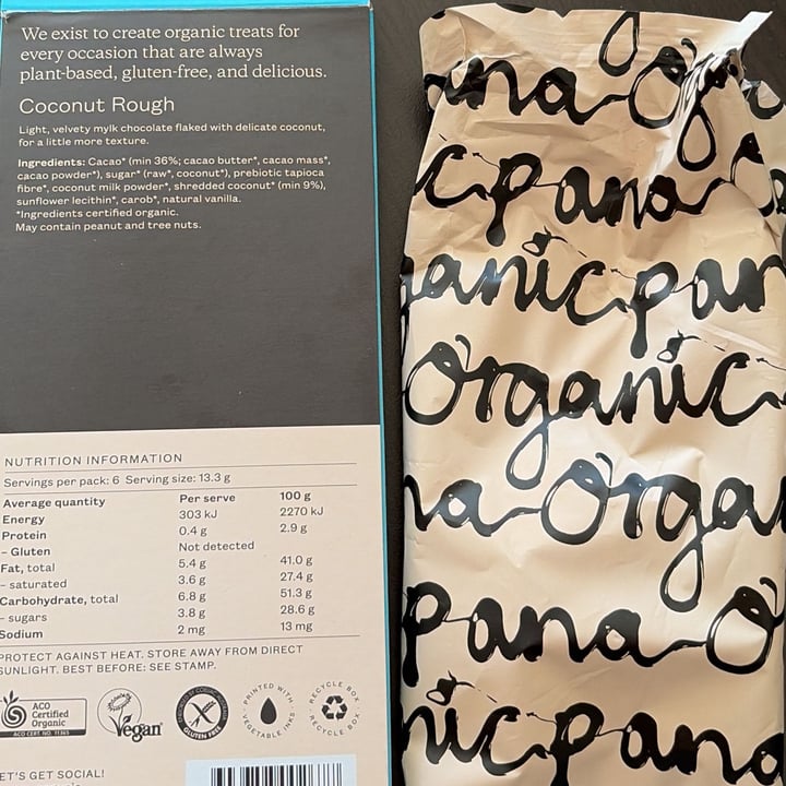 photo of Pana Organic Coconut Rough Mylk Chocolate shared by @blacklilyleaf on  15 Oct 2025 - review