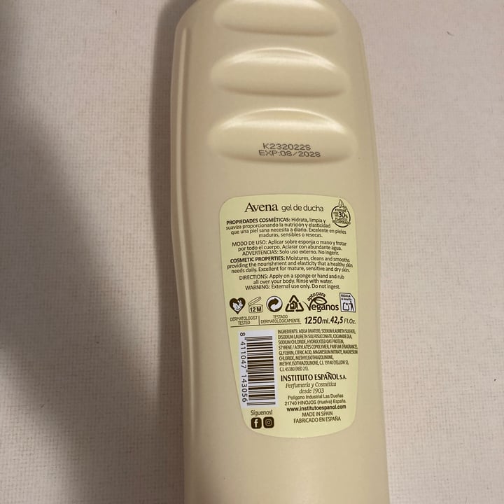 photo of Instituto Español Gel de ducha avena shared by @martitavegan on  19 Aug 2023 - review