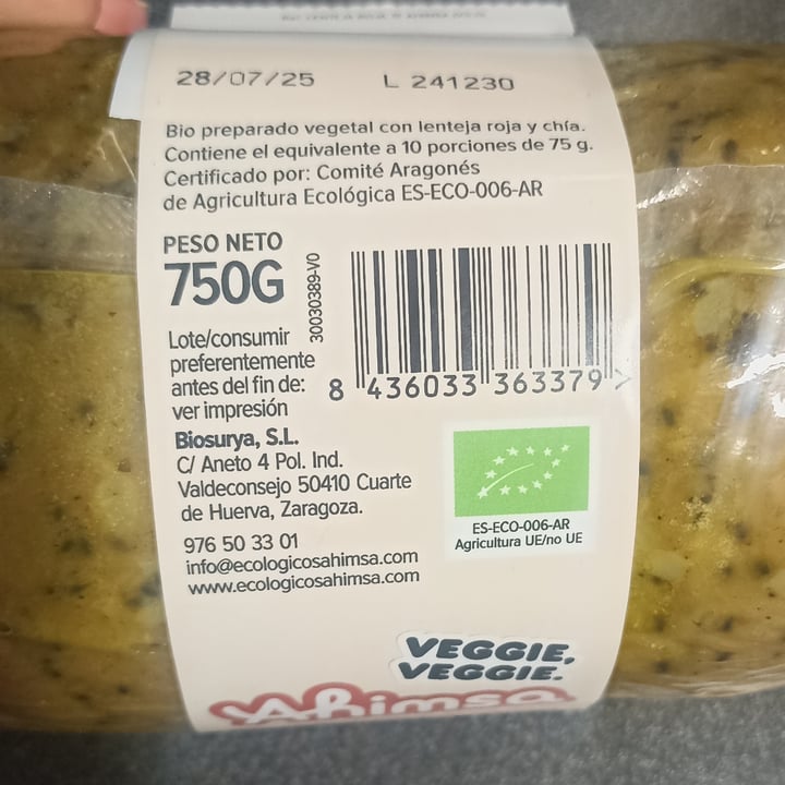 photo of Ahimsa esto no son burgers de lenteja roja y chia shared by @leiremarcs on  12 Apr 2025 - review