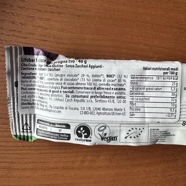 photo of Lifefood lifebar choco alla prugna shared by @babette on  21 Nov 2024 - review