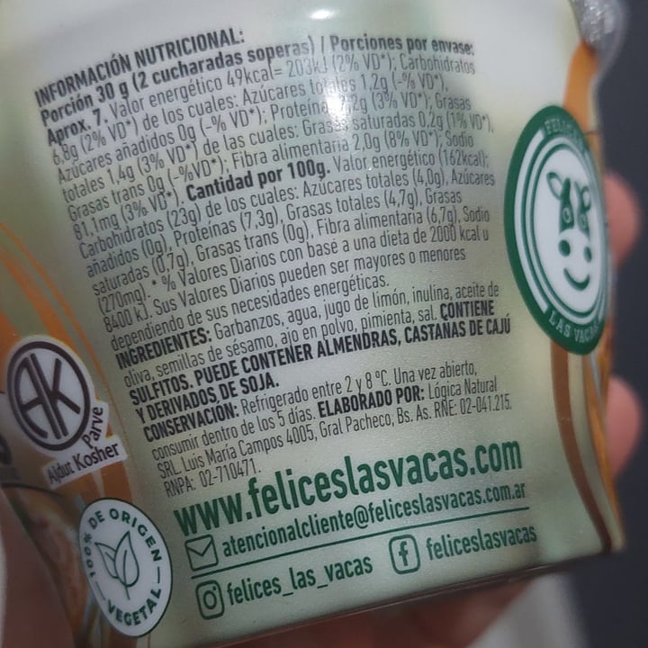 photo of Felices Las Vacas Hummus shared by @sritabrocoli on  10 May 2024 - review