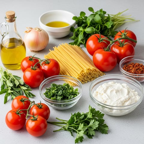 Quick & Easy Vegan Summer Pasta with No-Cook Tomato Sauce & Ricotta