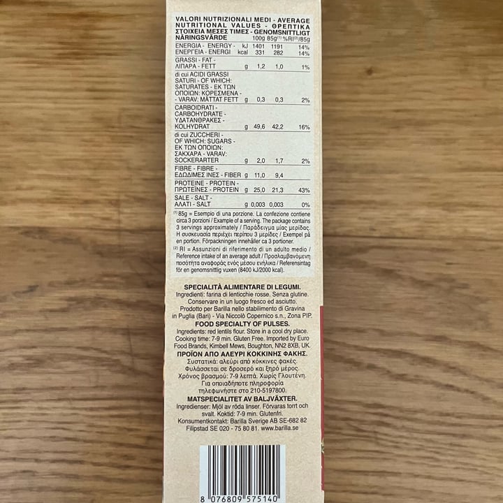 photo of Barilla Fusilli lenticchie shared by @chiadefe on  26 Jun 2025 - review
