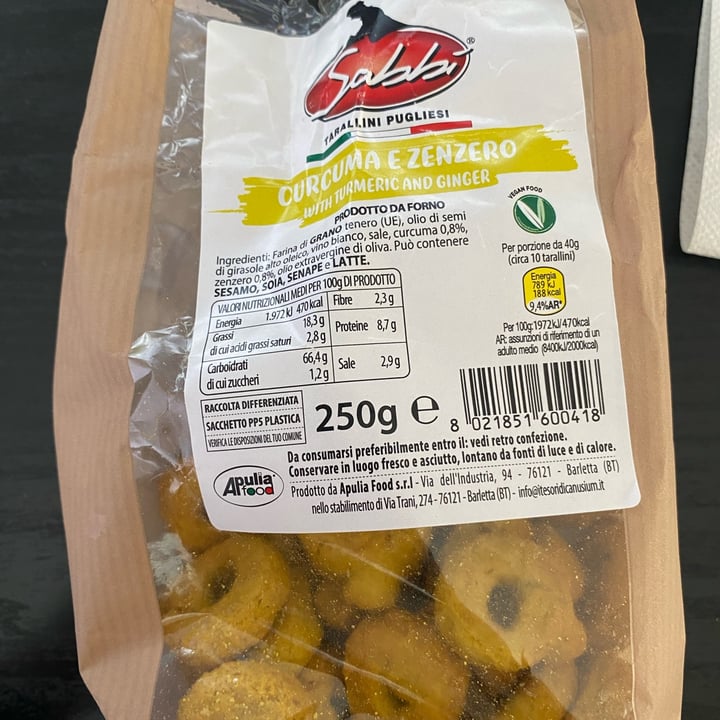 photo of Sabbí Tarallini curcuma e zenzero shared by @andrateodorescu on  12 Mar 2025 - review