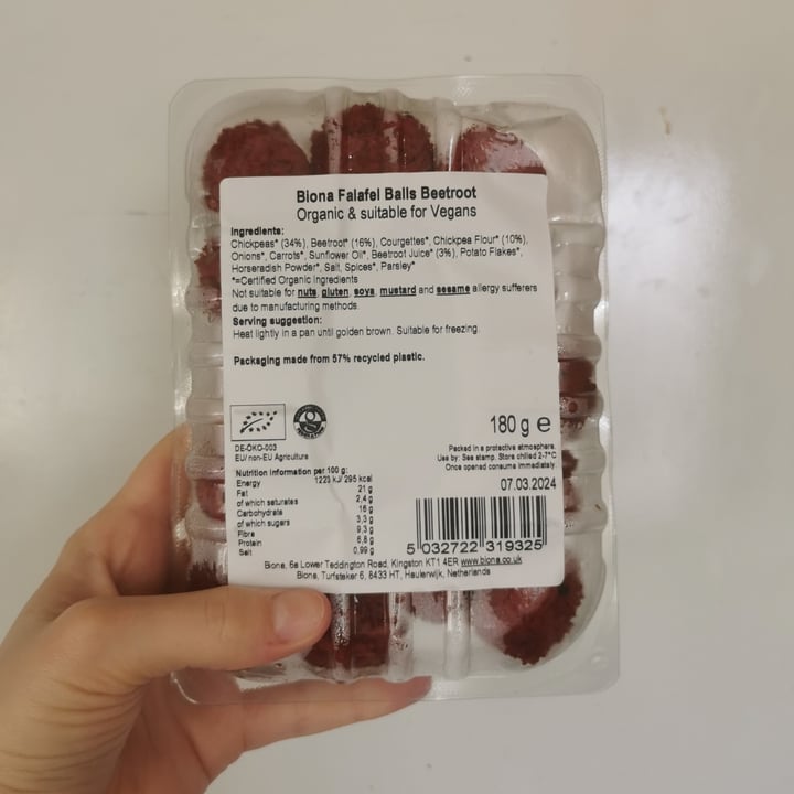 photo of biona organic Falafel Balls Beetroot shared by @arualtyrell on  18 Mar 2024 - review