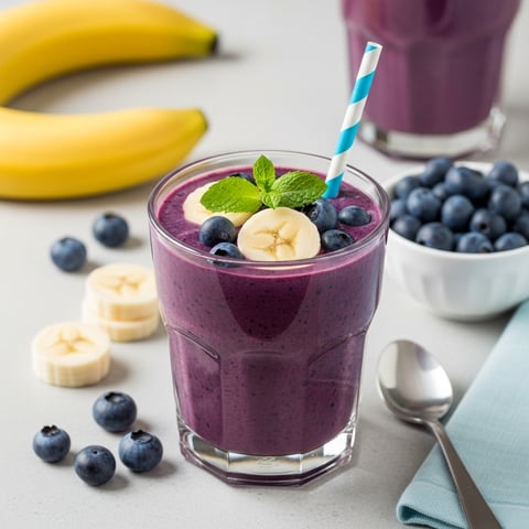 Easy 5-Ingredient Healthy Vegan Blueberry Banana Smoothie (Dairy-Free & Quick)