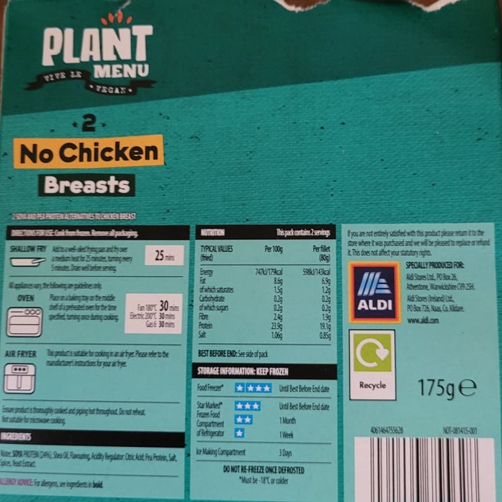 photo of Plant Menu 2 No Chicken Breasts shared by @beadercollie on  21 Aug 2024 - review