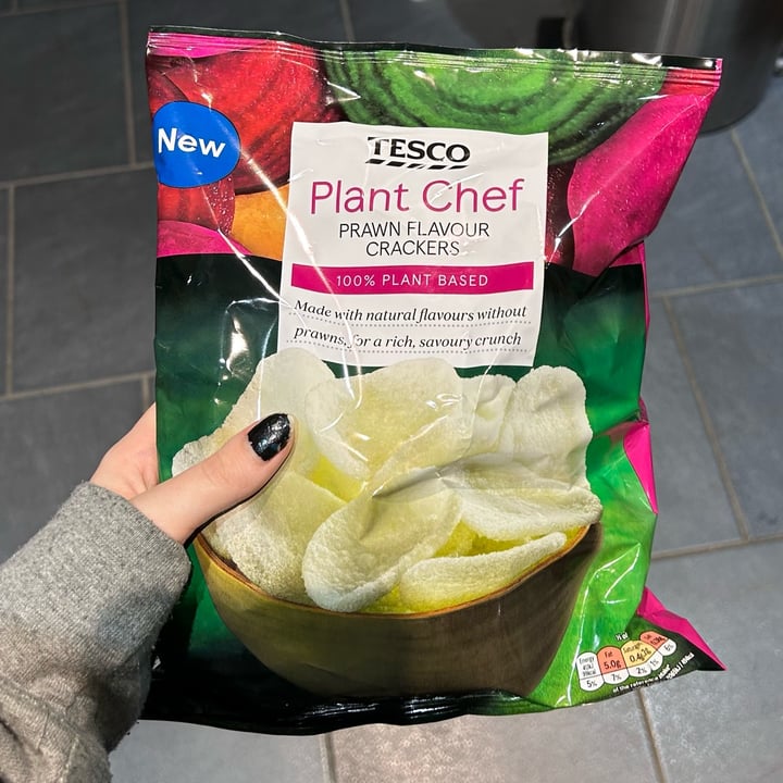 Tesco Plant Chef prawn flavour crackers Review abillion