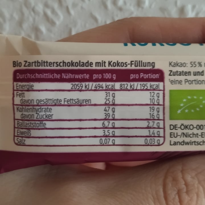 photo of Dm bio Kokos Riegel shared by @martinadigabriele on  02 Aug 2025 - review