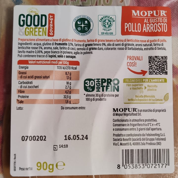 photo of Good & Green Affettato di mopur al gusto di pollo arrosto shared by @unazampaperlaspagna on  14 Apr 2024 - review