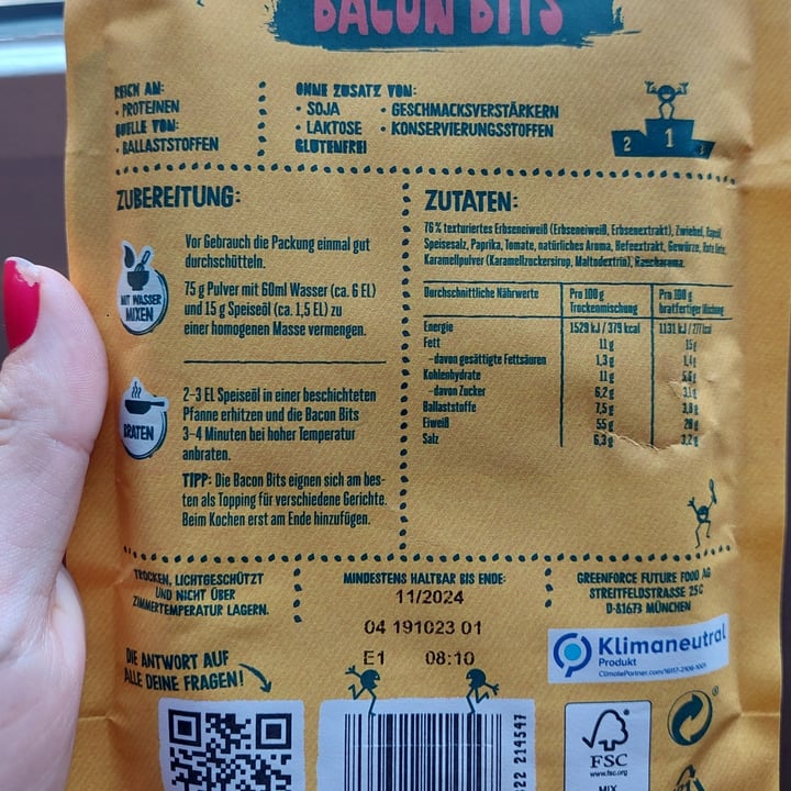 photo of GREENFORCE Bacon bits shared by @frendssnotfood on  02 May 2024 - review