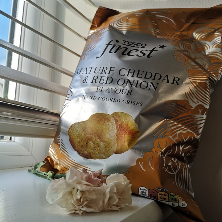 photo of Tesco Finest Mature Cheddar & Red Onion Flavour Hand Cooked Crisps shared by @think-of-the-euth on  15 Nov 2023 - review