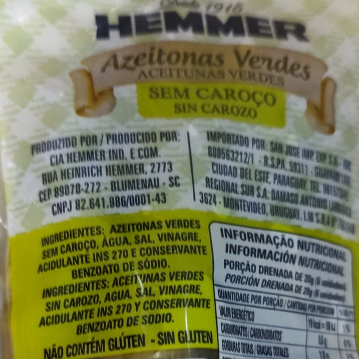 photo of Hemmer Azeitonas Verdes Sem Caroço shared by @vanessamaiolini on  19 Apr 2024 - review