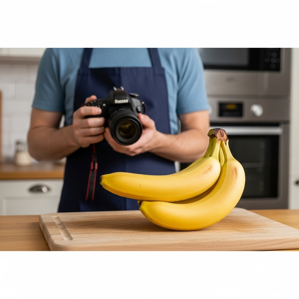 Fresh, ripe bananas on a kitchen counter, ready for use in various recipes.