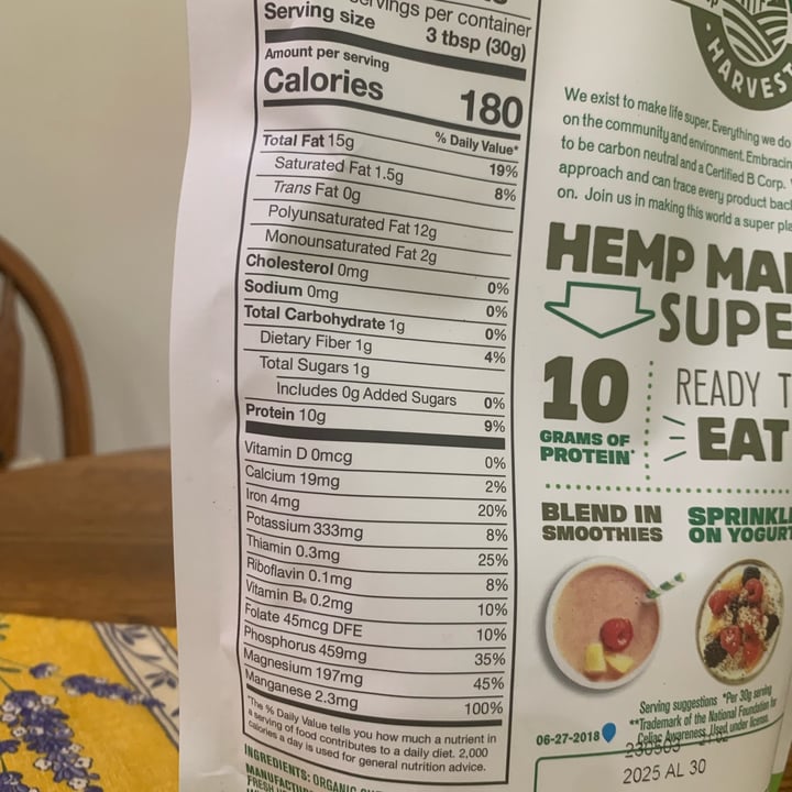 photo of Manitoba Harvest Organic Hemp seeds shared by @clarec36 on  23 Aug 2023 - review