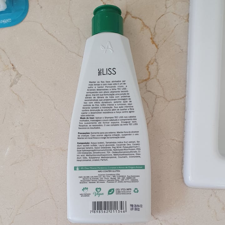 photo of Arvensis Shampoo tec liss shared by @jzanusso on  09 May 2024 - review