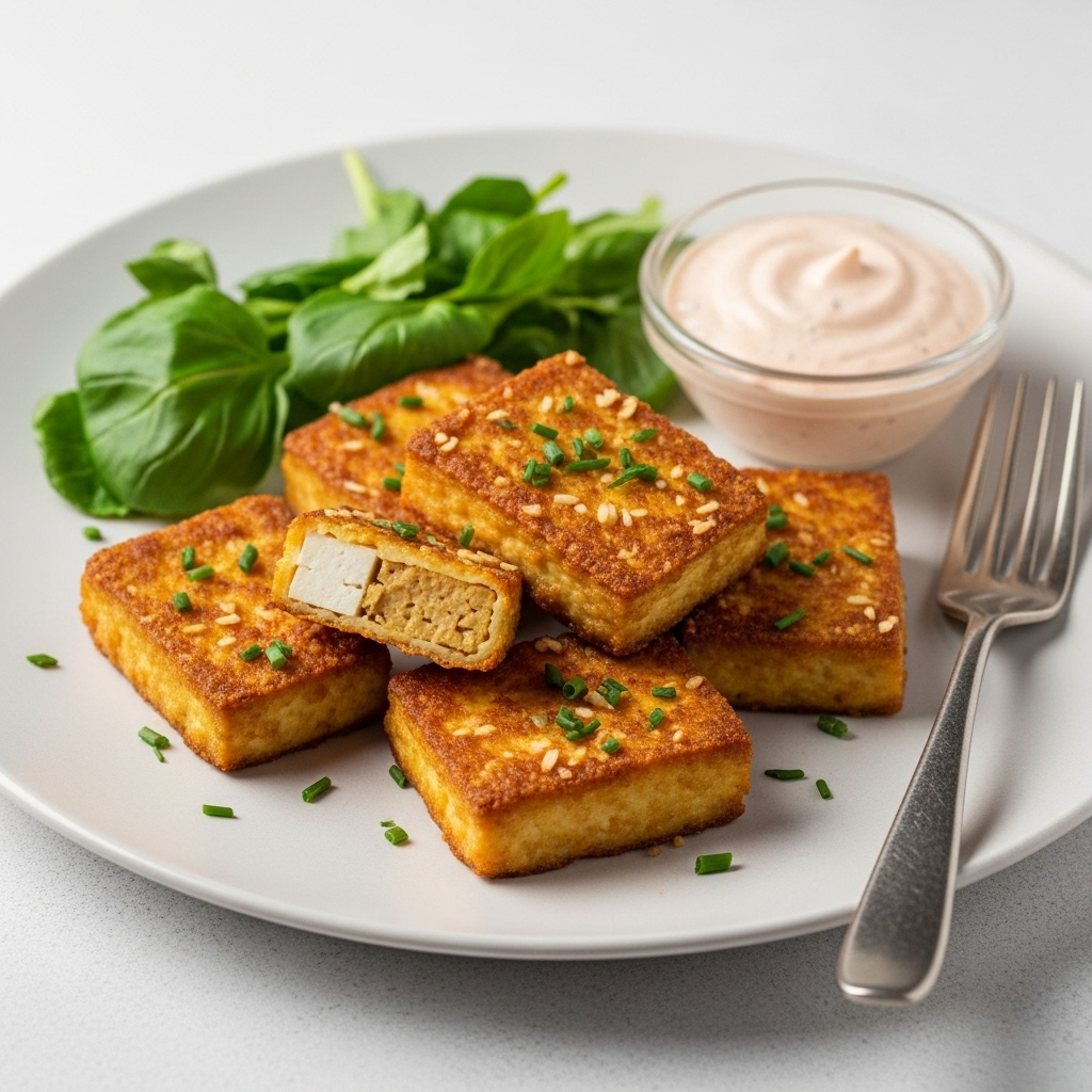 Crispy Tofu Nuggets served with dijonaise sauce