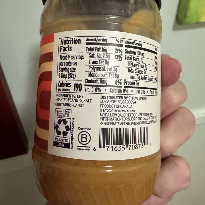 photo of Thrive Market Peanut Butter shared by @onehungryvegan on  10 Oct 2025 - review