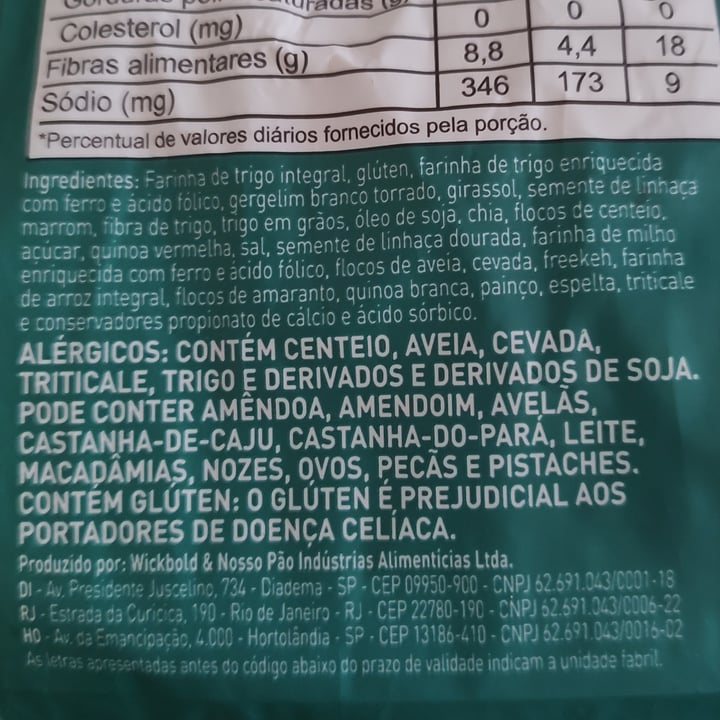 photo of Wickbold Pão De Forma 18 Grãos shared by @vanessamaiolini on  14 Jun 2024 - review