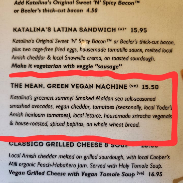 photo of Katalina's in Clintonville The Mean Green Vegan Machine shared by @picklesnickels on  06 Oct 2024 - review