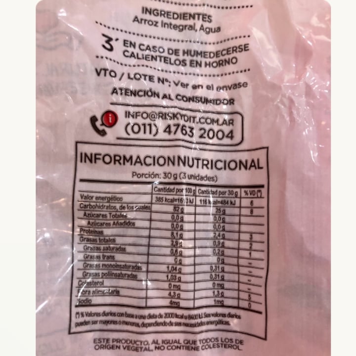 photo of Risky-dit Galletas De Arroz Integral Sin Sal shared by @laraconi on  07 Apr 2024 - review