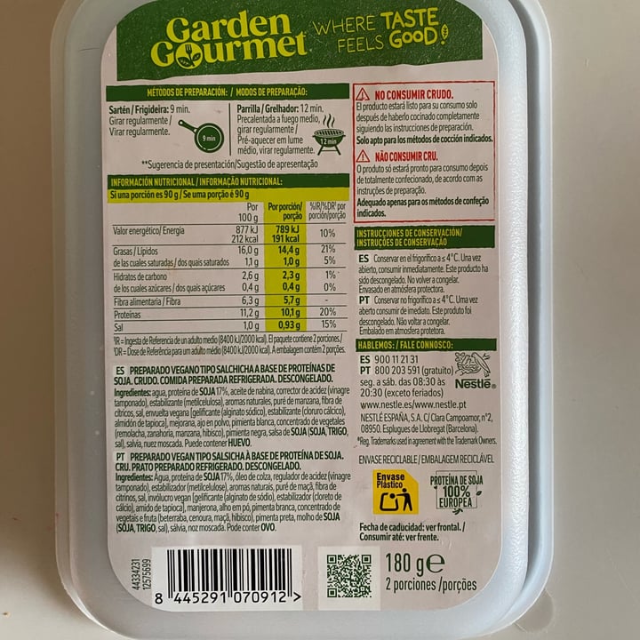 photo of Garden Gourmet Sensational Chipolata shared by @estherdfv on  15 Feb 2025 - review