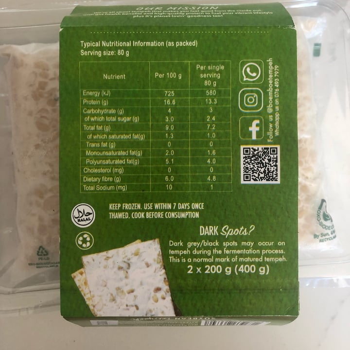 photo of Boemboe Foods Soybean Tempeh shared by @zsuz on  04 Nov 2024 - review