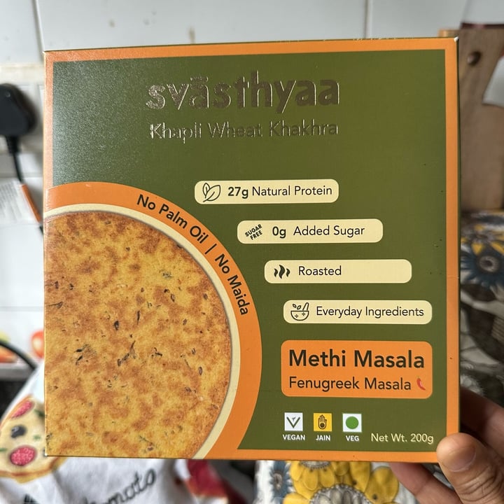 photo of Svasthyaa Kaphli Wheat Khakra — Methi Masala shared by @veganosaurus on  25 Sep 2025 - review
