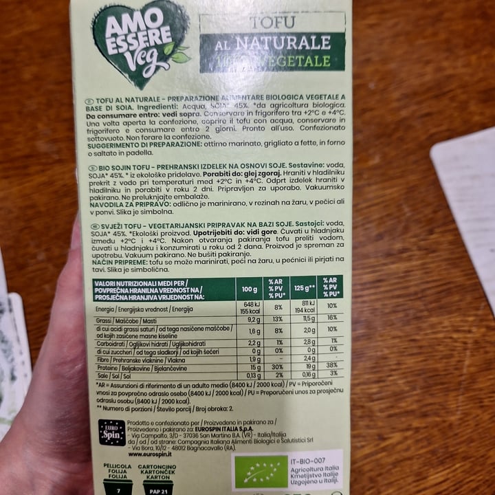 photo of Amo Essere Veg Tofu Al Naturale shared by @meryveg on  18 May 2024 - review
