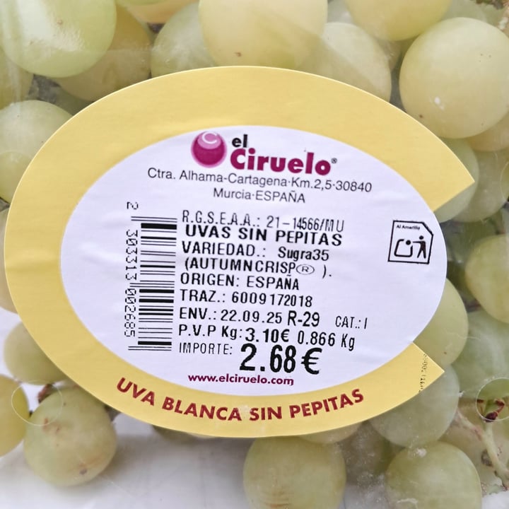 photo of El ciruelo Uvas blancas sin pepitas shared by @troosti on  27 Sep 2025 - review
