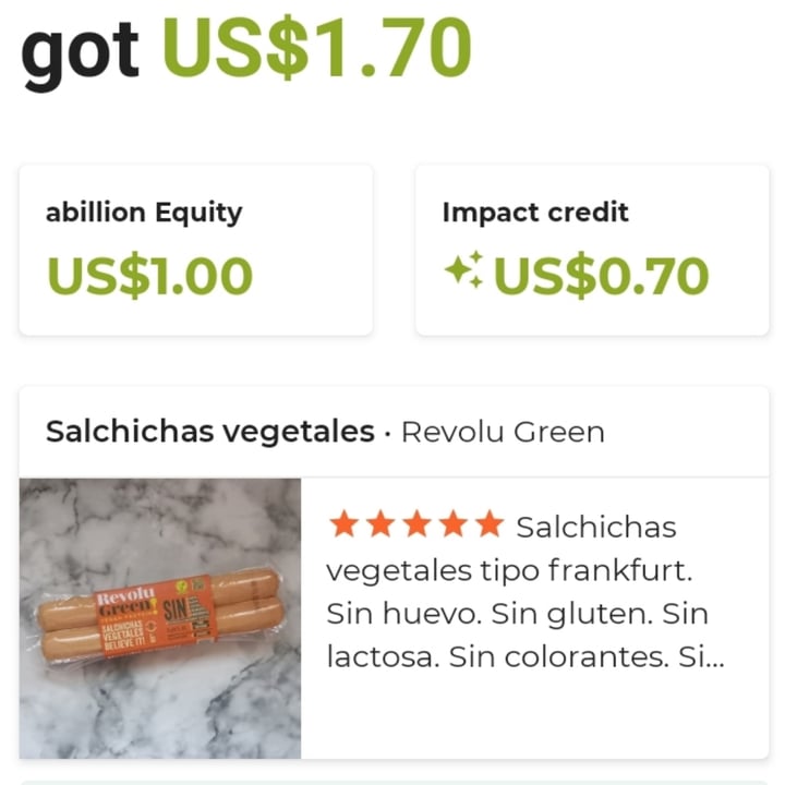 photo of Revolu Green Salchichas vegetales shared by @animalsvoices on  21 Aug 2023 - review
