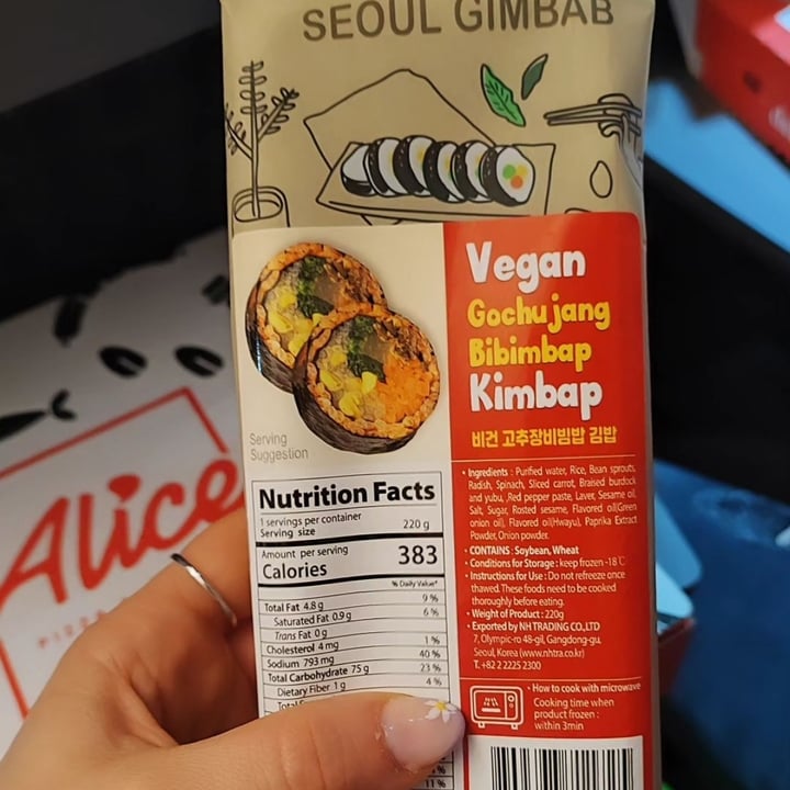 photo of Seoul Gimbap Vegana gochu Jang Bibimbap Kimbap shared by @atlantis on  24 Apr 2024 - review